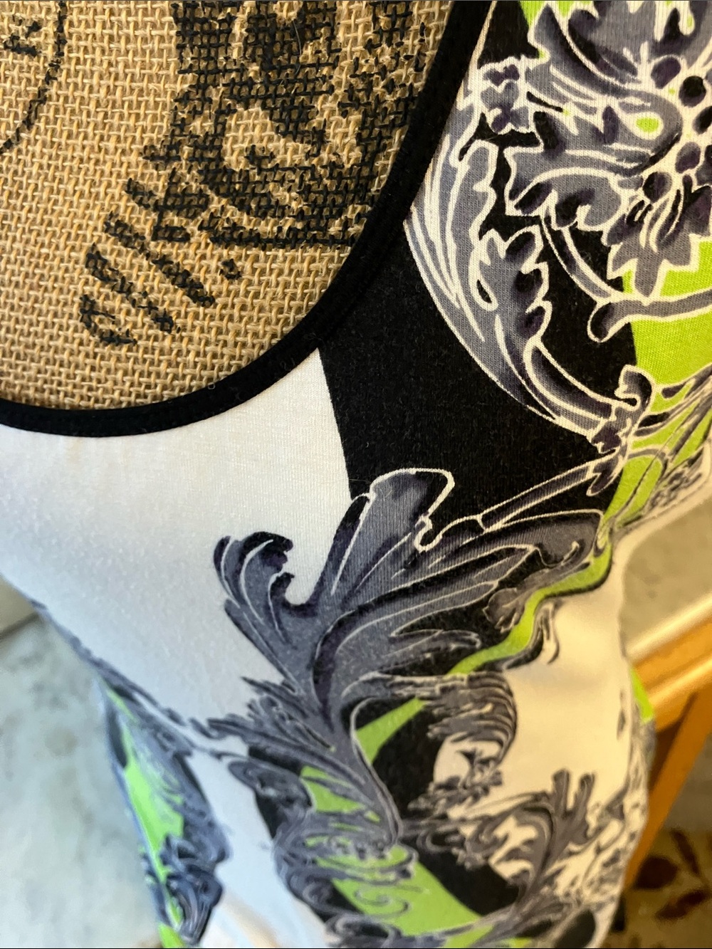 Hale Bob White, Lime & Black Printed Sleeveless Maxi Dress Gorgeous L! - Picture 11 of 11
